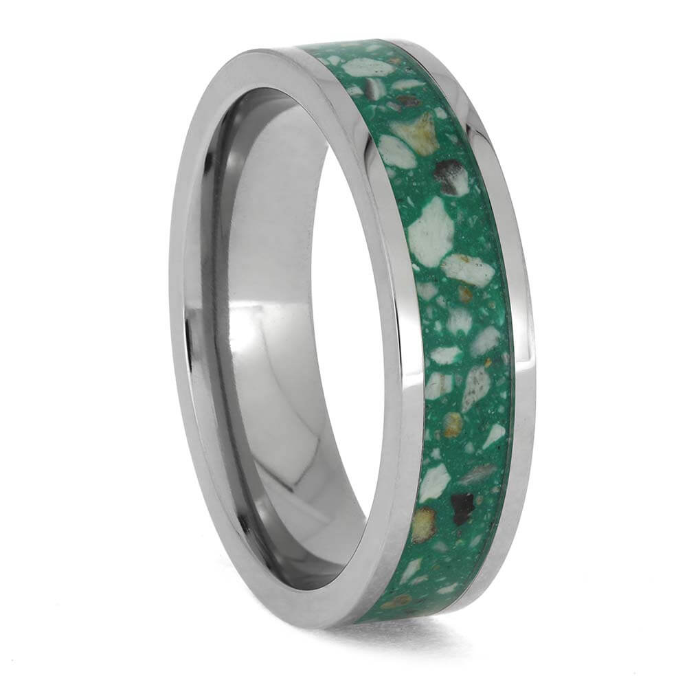 Green Enamel and Titanium Memorial Ring