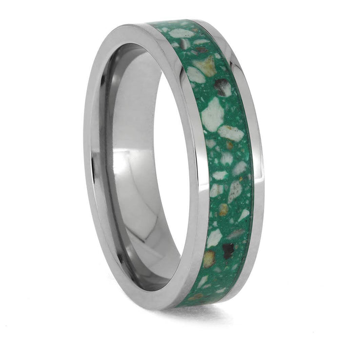 Green Enamel and Titanium Memorial Ring