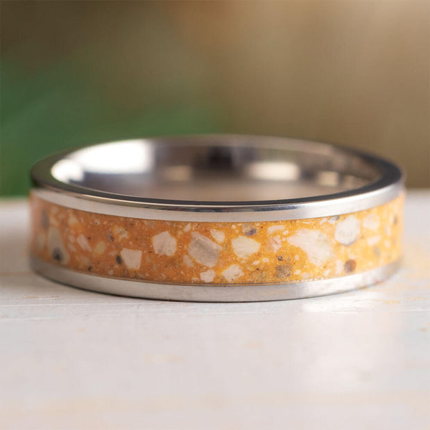 Orange Enamel Memorial Ring in Titanium