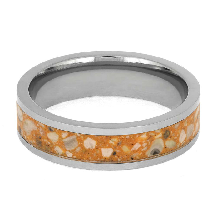 Orange Memorial Ring with Titanium Edges