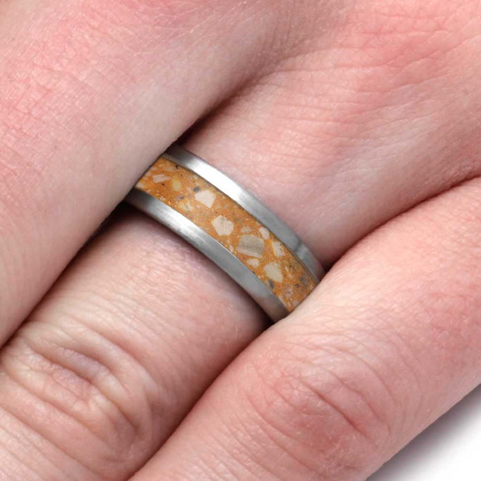 Unique Orange Memorial Ring on Hand