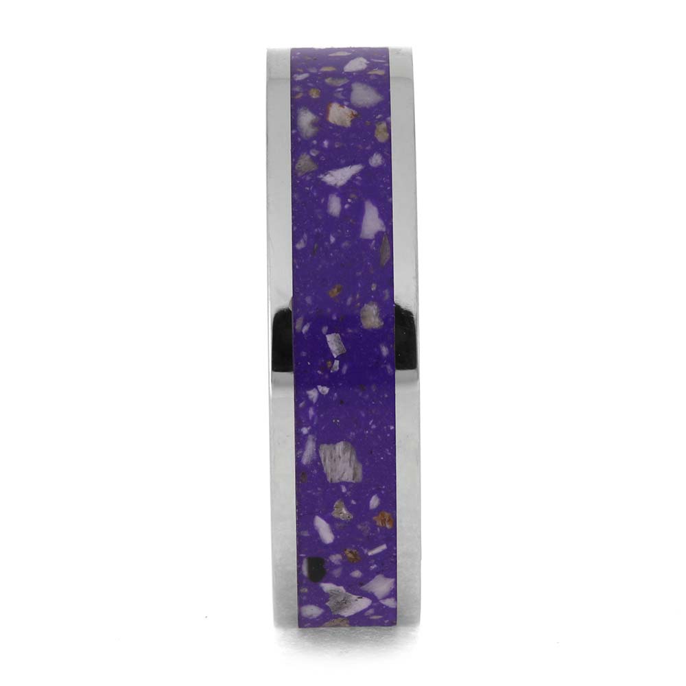 Memorial Ring with Purple Enamel Backing
