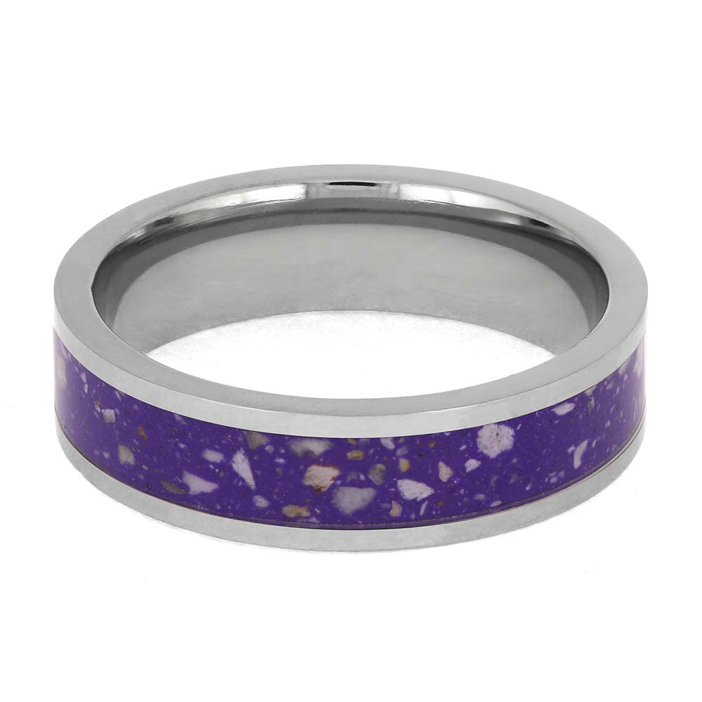 Custom Purple Memorial Ring with Ashes Inlay