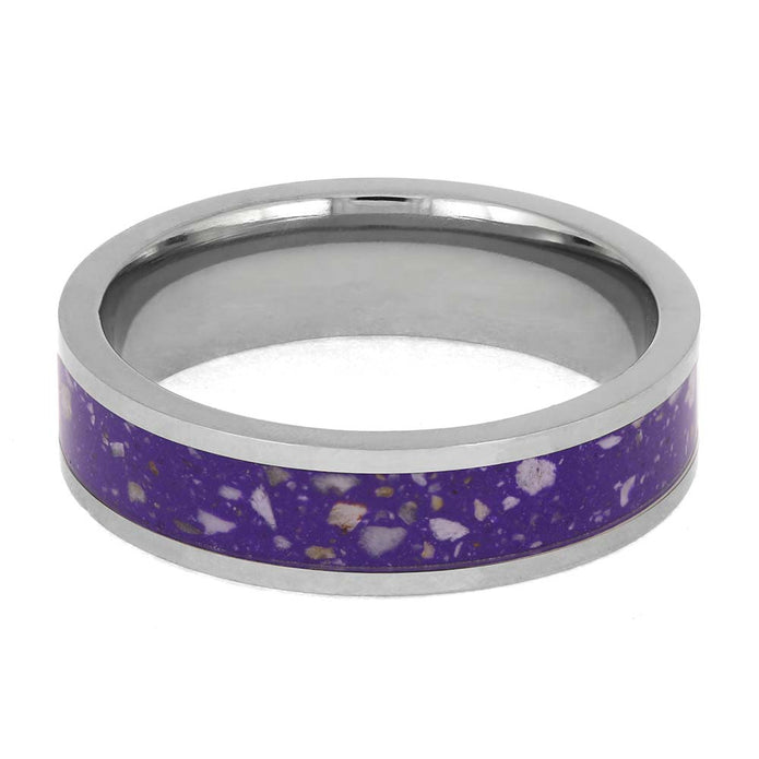 Custom Purple Memorial Ring with Ashes Inlay
