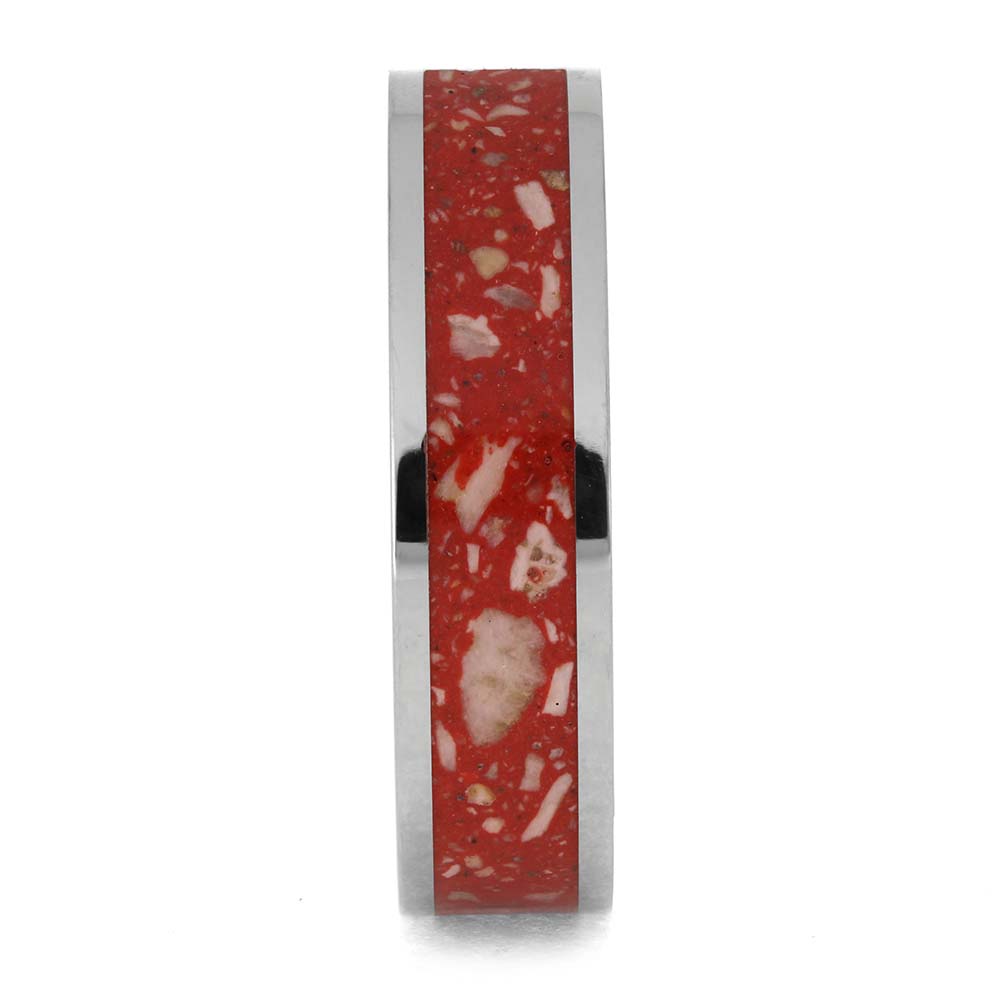Red Memorial Ring with Ashes and Enamel
