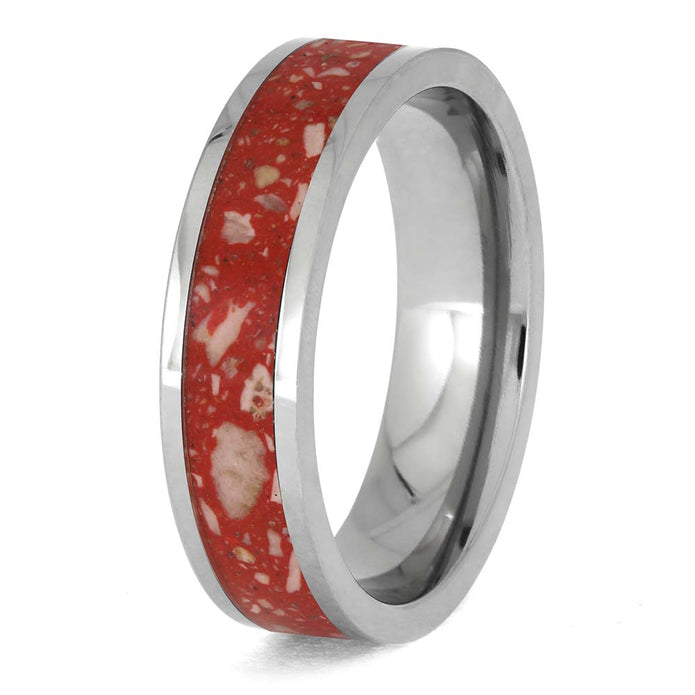 Red Memorial Ring with Ashes and Enamel
