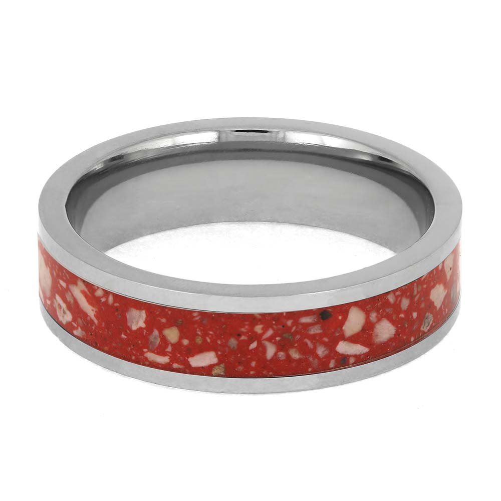 Red Memorial Ring with Ashes and Enamel