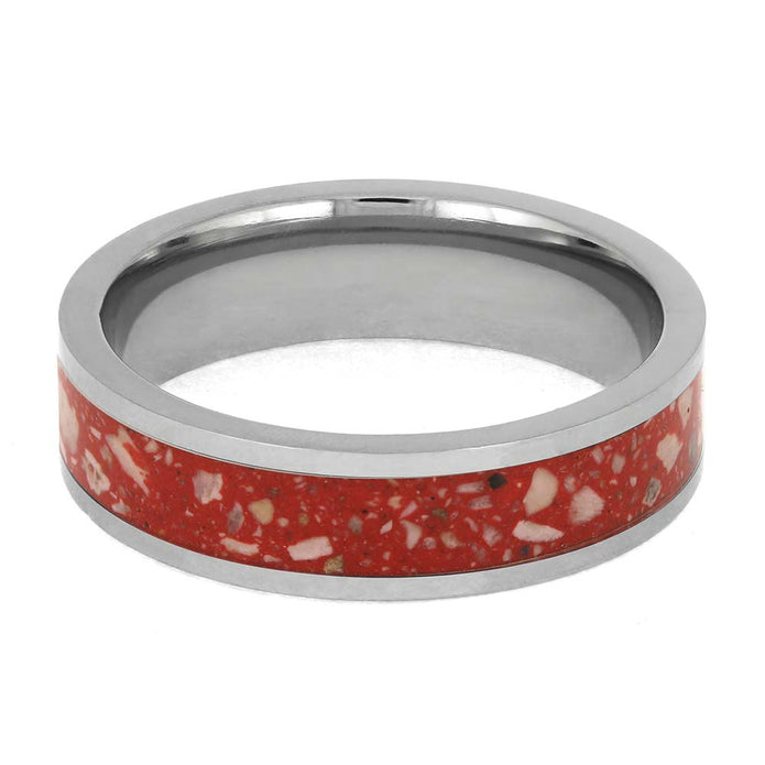 Red Memorial Ring with Ashes and Enamel