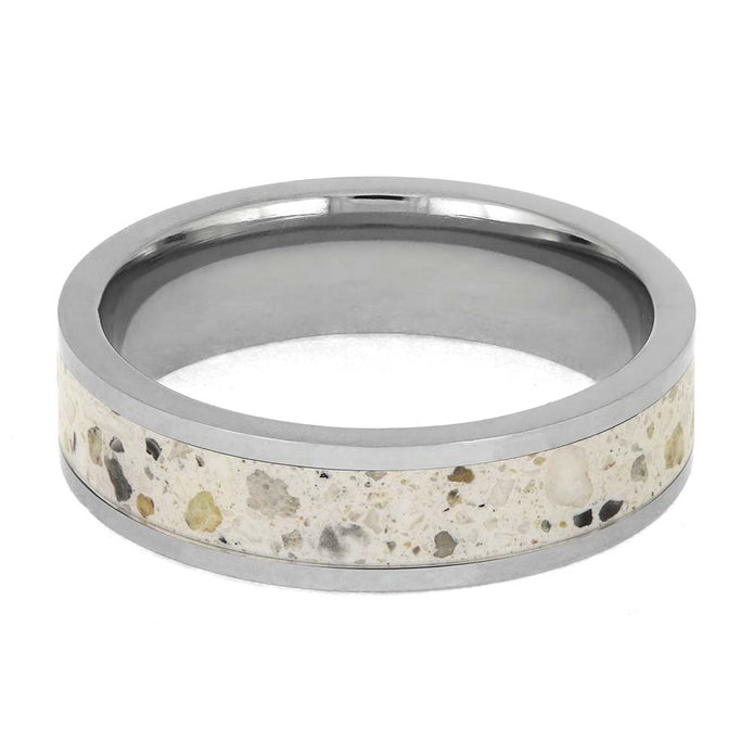 White Enamel and Titanium Memorial Ring
