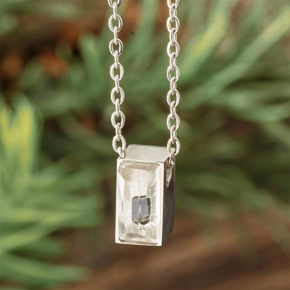 Memorial Necklace with Gem in Stainless Steel Jewelry By Johan