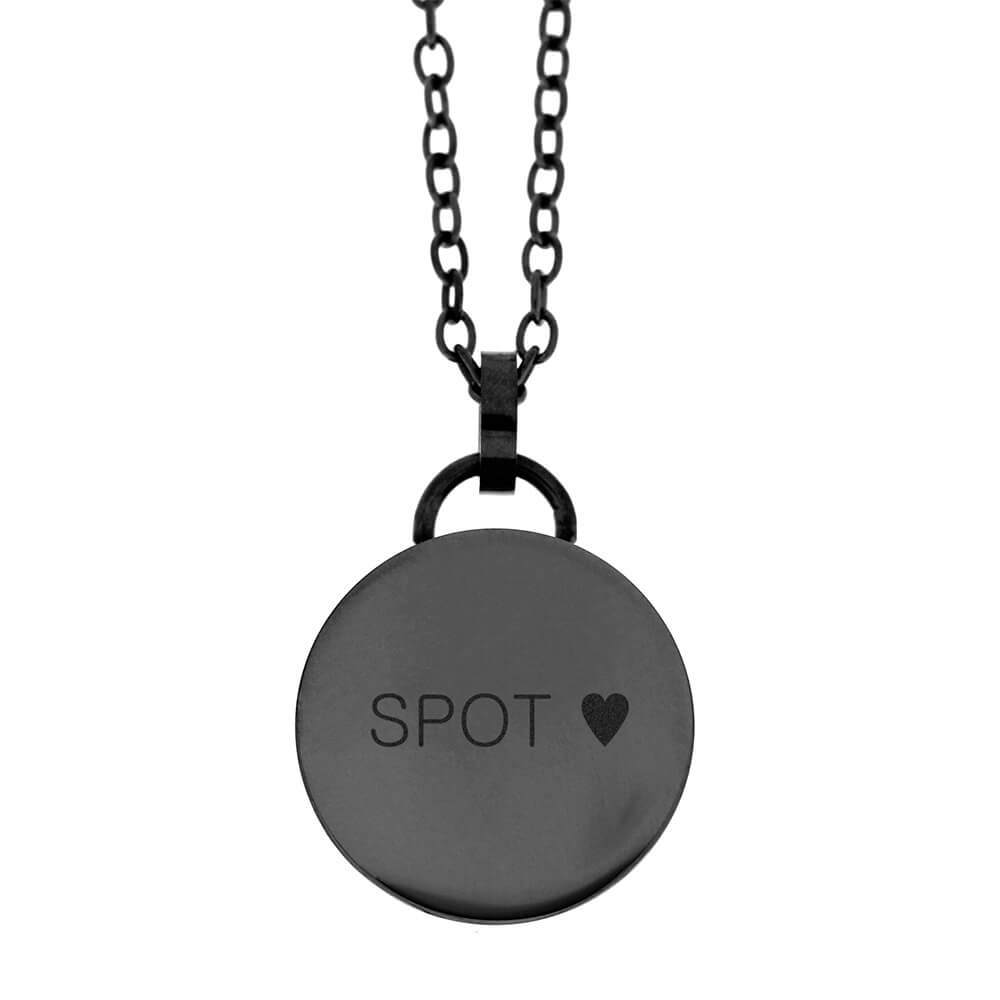 Engraved Charm Necklace, Black Color