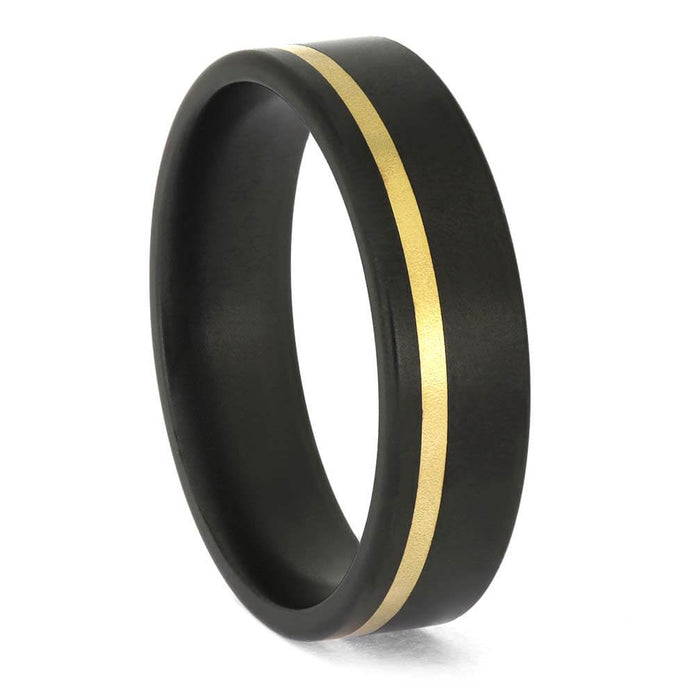 Simple Black Zirconium Wedding Band for Men