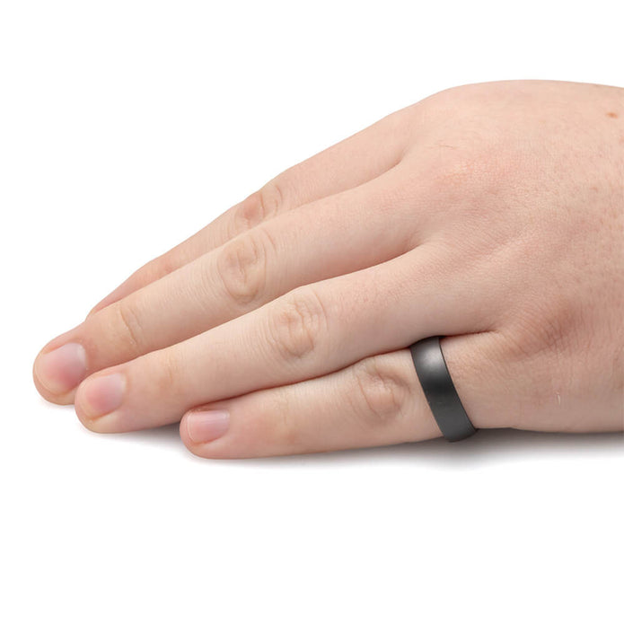 Black Zirconium Ring with Matte Finish on Hand