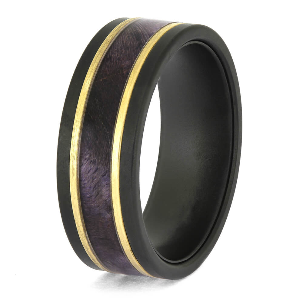 Handmade Purple and Gold Wedding Ring for Men