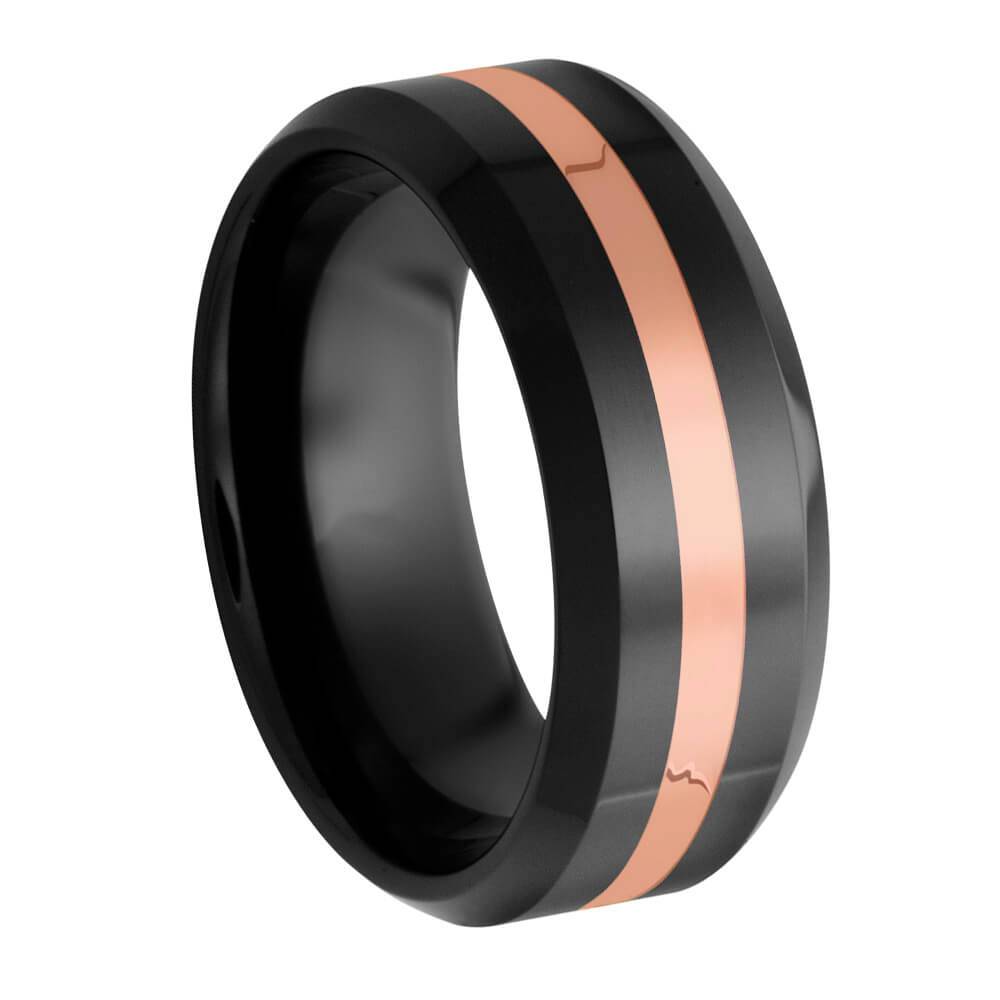 Men's Rose Gold and Black Ceramic Ring