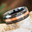 Black Ceramic Ring with Rose Gold Pinstripe