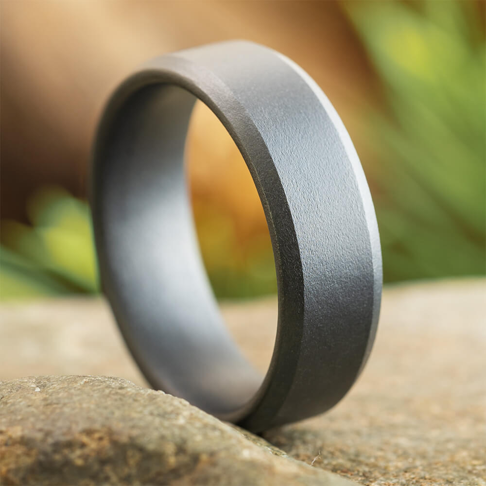Sandblasted Black Ceramic Ring