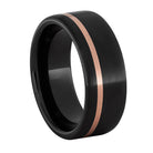 Black Ceramic Ring with Rose Gold Pinstripe