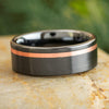 Black Ceramic and Rose Gold Wedding Band