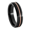Black ceramic ring with rose gold pinstripe