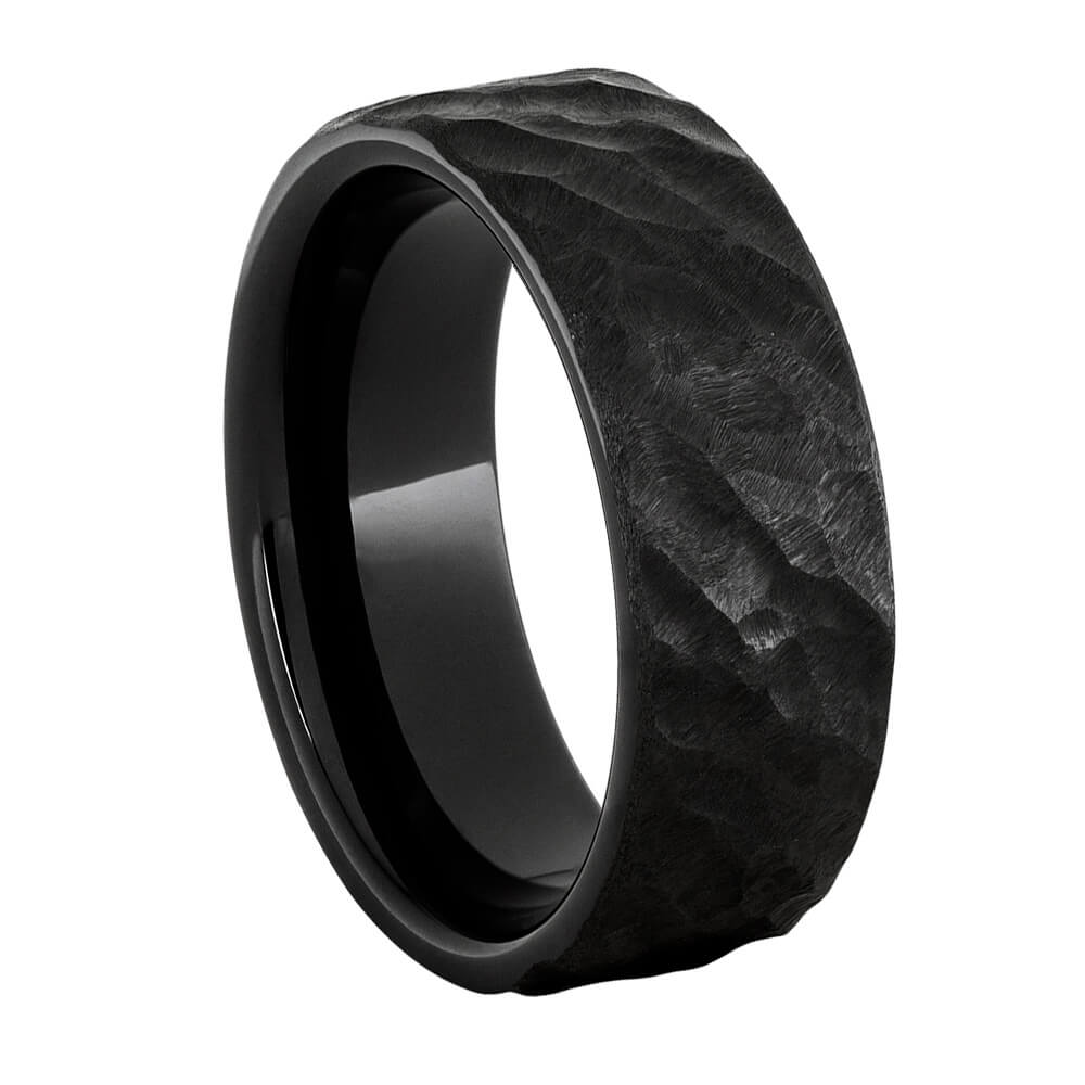 Unique Finish Masculine Black Ceramic Ring