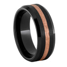 Unique Black Ceramic Ring with Wood Texture