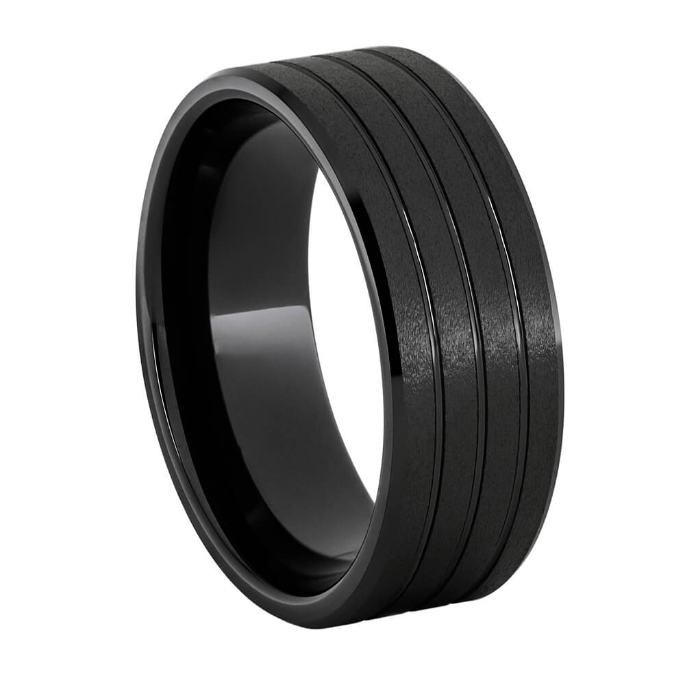 Black Ring with Pinstripes