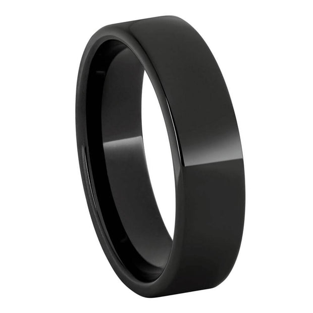 Flat Black Ceramic Wedding Band