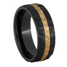 Hammered Ring with Gold and Black Ceramic