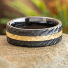 Black Ceramic and Yellow Gold Wedding Band