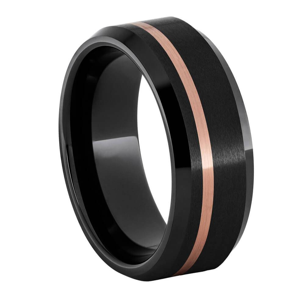 Rose Gold and Black Ceramic Wedding Band