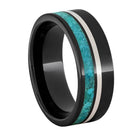 Black Ceramic Ring with Turquoise Inlay