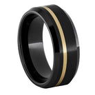 Black Ceramic Ring with 14k Gold Pinstripe
