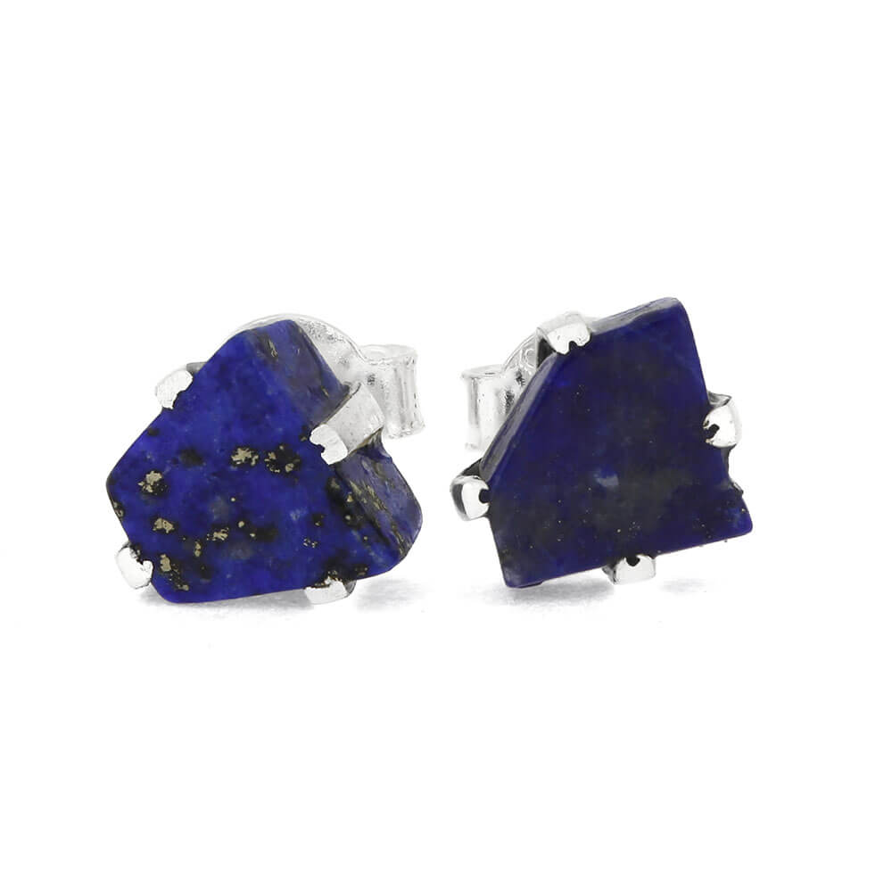 Pair of lapis lazuli earrings on a white background