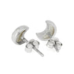 Silver earrings with a heart design on a white background