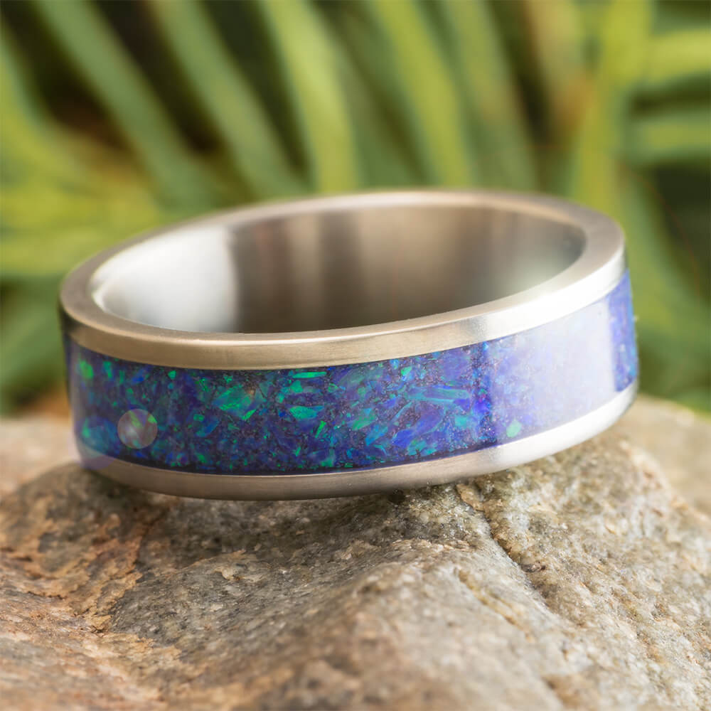 Synthatic Opal Wedding Band