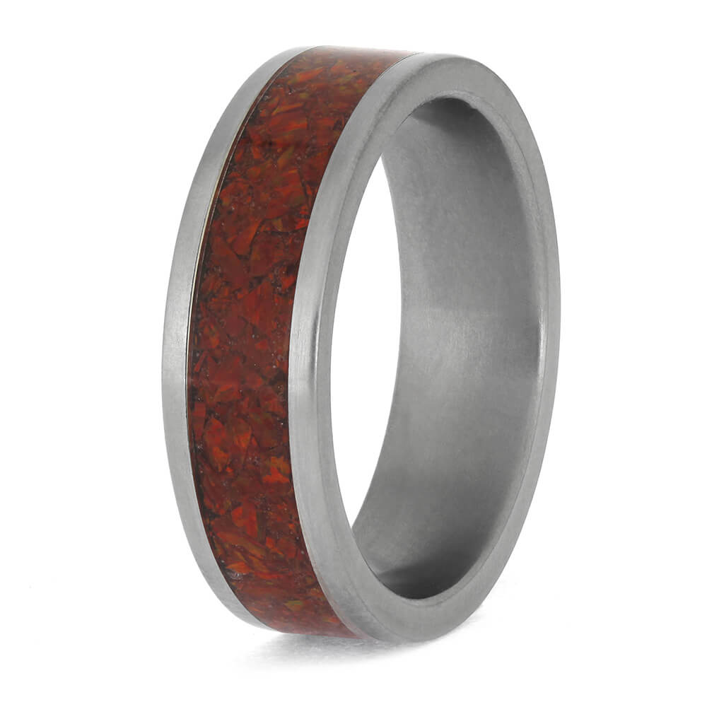 Red Opal Wedding Band