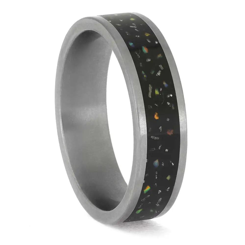 Black Opal Stardust Wedding Band