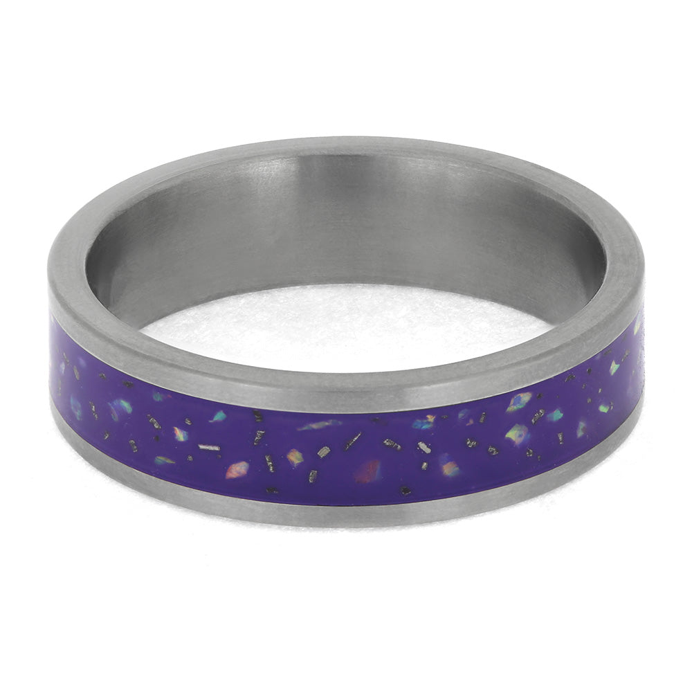 Purple Stardust Wedding Band in Titanium