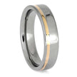 Silver ring with a gold stripe on a white background