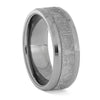 Beveled tungsten ring with Gibeon meteorite inlay