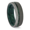 Green Wood and Meteorite Wedding Band