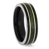 African Blackwood and Jade Wedding Band with gold pinstripes