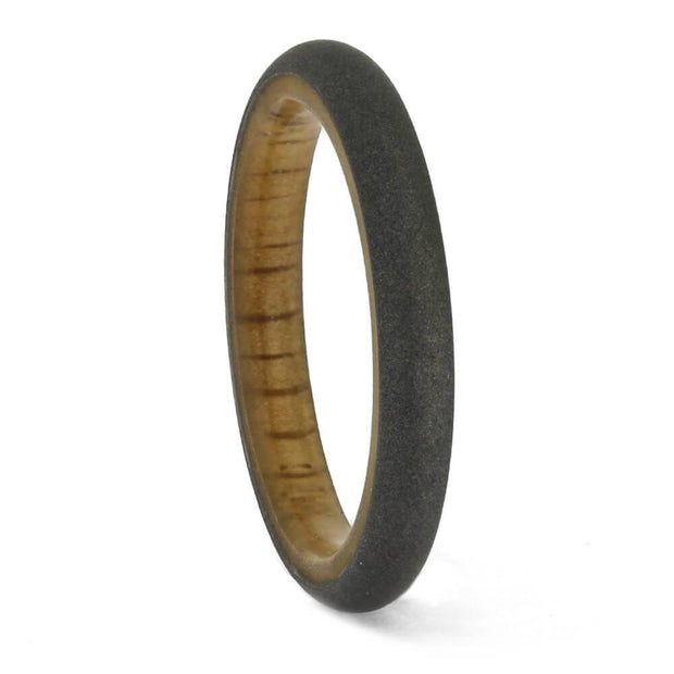 Titanium and Oak Wedding Band for Women