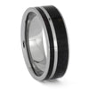 Dark Purple Wood Wedding Band in Titanium