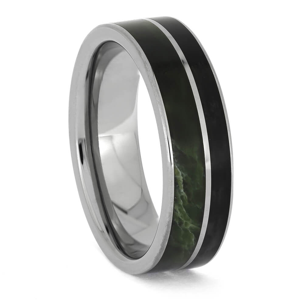 Black and Green Wedding Band for Men