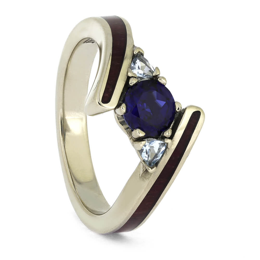 Sapphire Engagement Ring with Wood