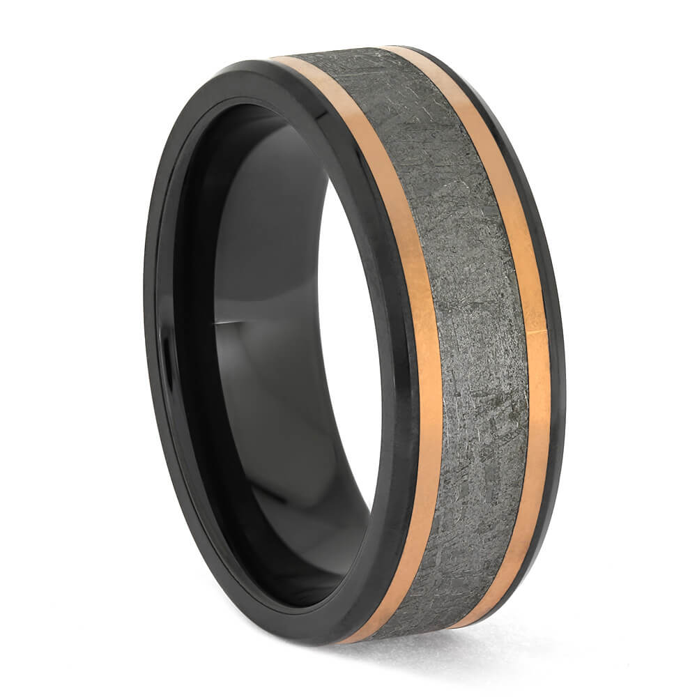 Copper and Meteorite Wedding Band
