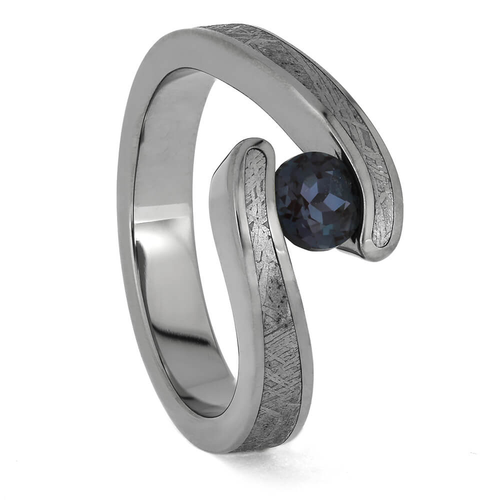 Alexandrite Engagement Ring with Meteorite