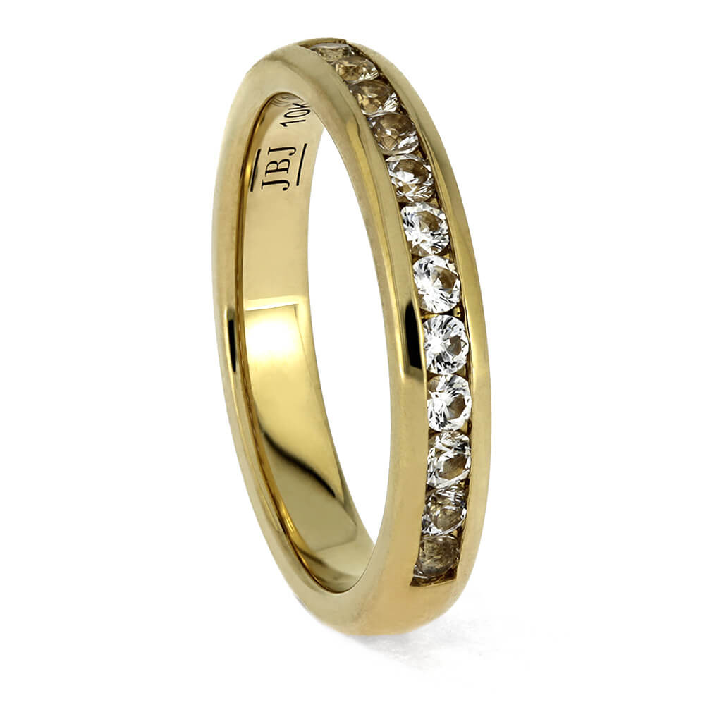 Half Eternity Wedding Band with Channel Set Sapphires